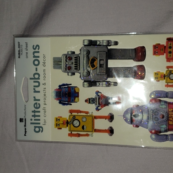 Robots Glitter Rub-Ons - Picture 2 of 8